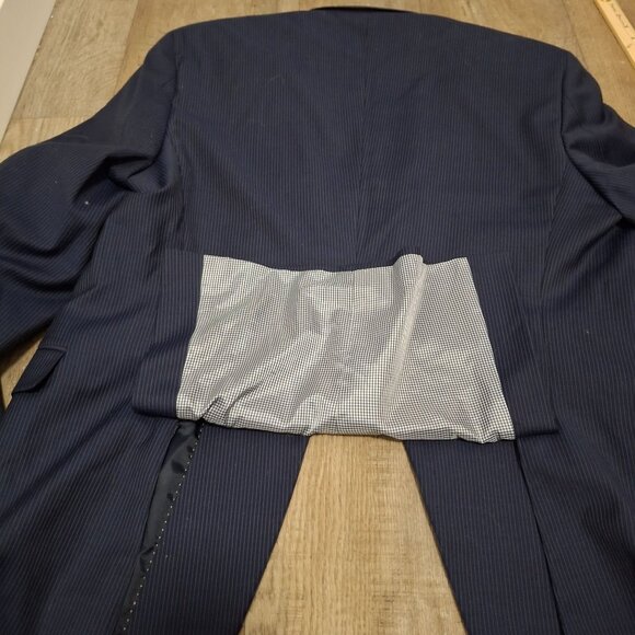 Tommy Hilfiger Mens Navy Pinstripe Suit Jacket Size 44R Two-Button Notch Lapel - Picture 8 of 8